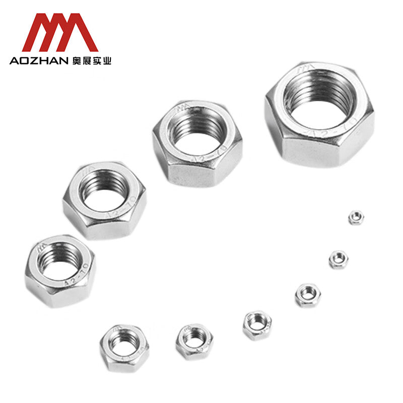 AOZHAN 304 Stainless Steel A2-70 Hex Nuts DIN934 Full Series M2.5 50 pieces/pack