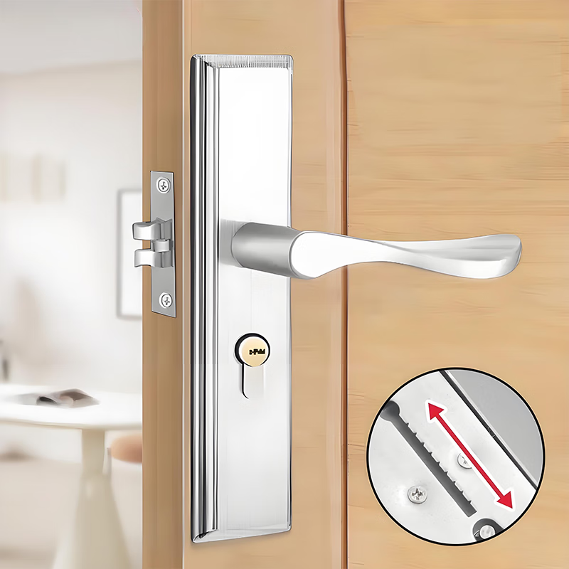 Duo Interior Door Lock, Wooden Door Lock, Bedroom Door Lock, Universal Door Lock, Adjustable Hole Spacing, Side Panel Single Tongue Door Lock