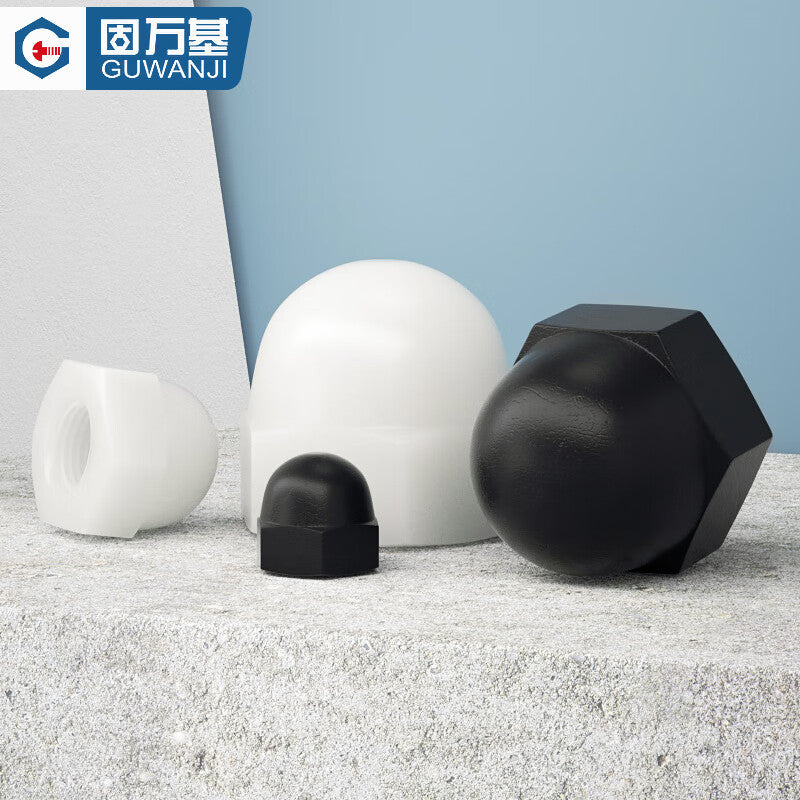 GUWANJI Hexagonal Cap Nut, Nylon Cap Nut, Round Head Spherical Plastic Cap Nut, Decorative Nut, M12 White [10 pieces]