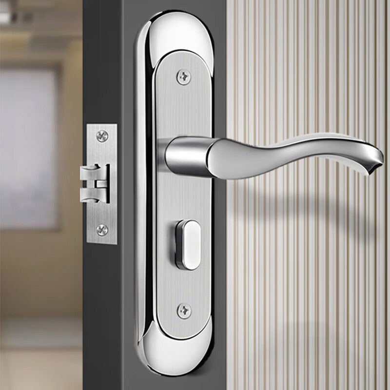 Duo stainless steel bathroom door lock, aluminum alloy bathroom door lock, single tongue toilet/washroom interior door lock, 110mm hole spacing.