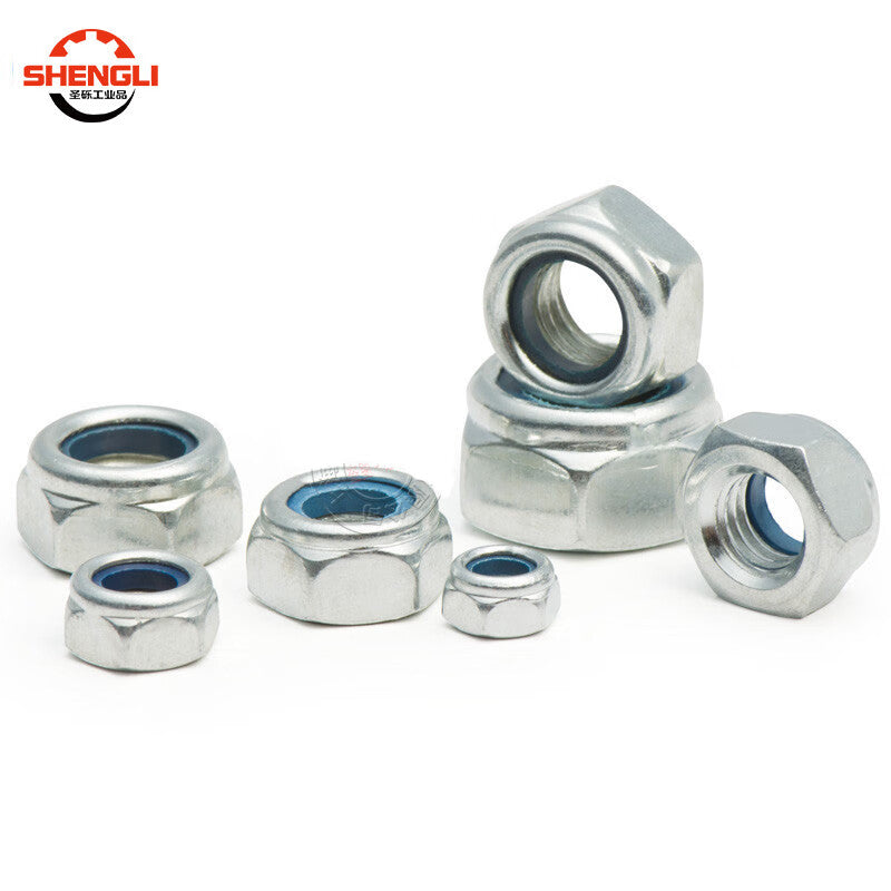 Saint-Rich DIN985 Galvanized Hexagonal Nylon Anti-Loosening and Anti-Slip Nut, Locking Nut, Self-Locking Nut, M5 [200 Pieces]