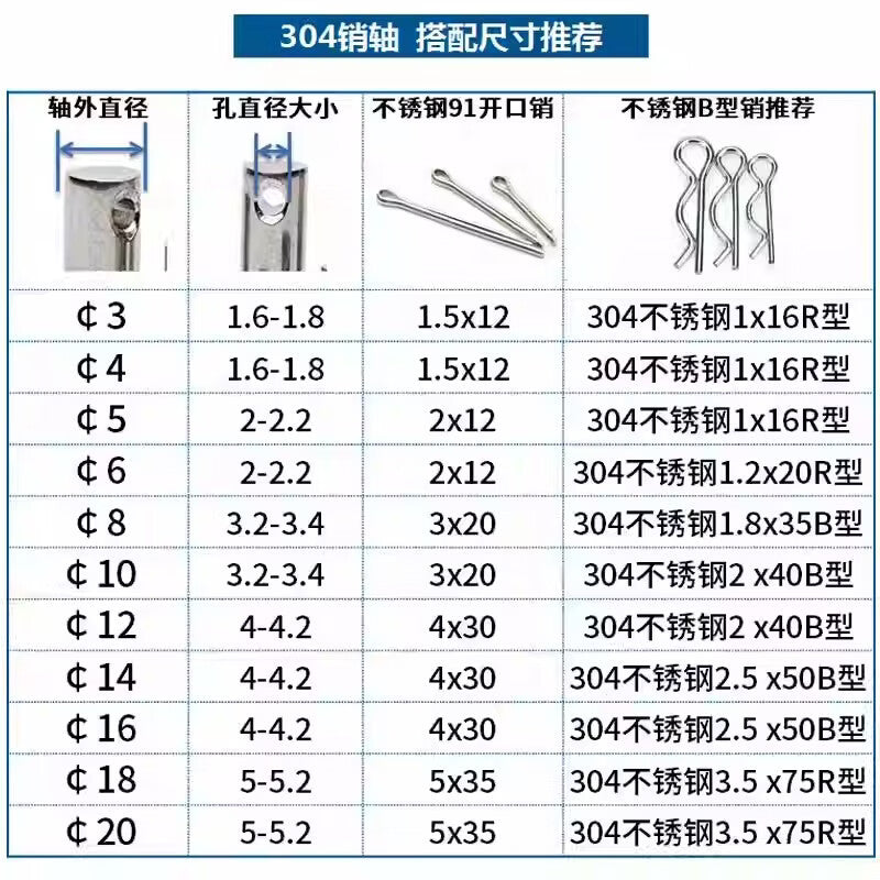 JINGGONG Flexible Cotter Pins, 304 Stainless Steel, 3*60 (5 pieces), Type B