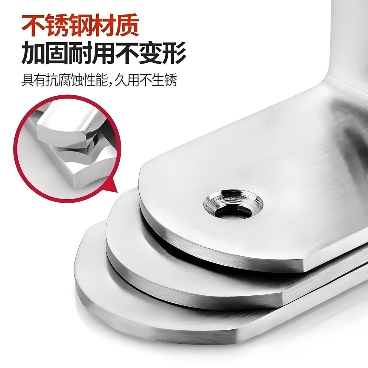 Initial-grade stainless steel angle bracket right-angle fixing triangle iron bracket connecting piece reinforced hardware shelf support, double hole 10-pack