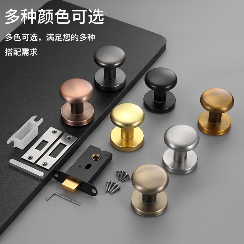 Deqi Zinc Alloy Concealed Door Lock, Bedroom Door Silent Round Lock, Single-Sided Concealed Hand-Turned Lock, Antique Bronze
