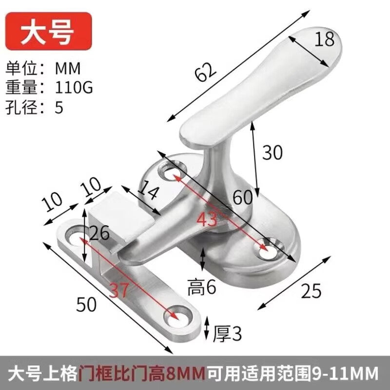 High-speed wheel, surface-mounted stainless steel small bolt, anti-theft door bolt lock, anti-theft lock, door latch, large size [brushed silver] [with screw slots]