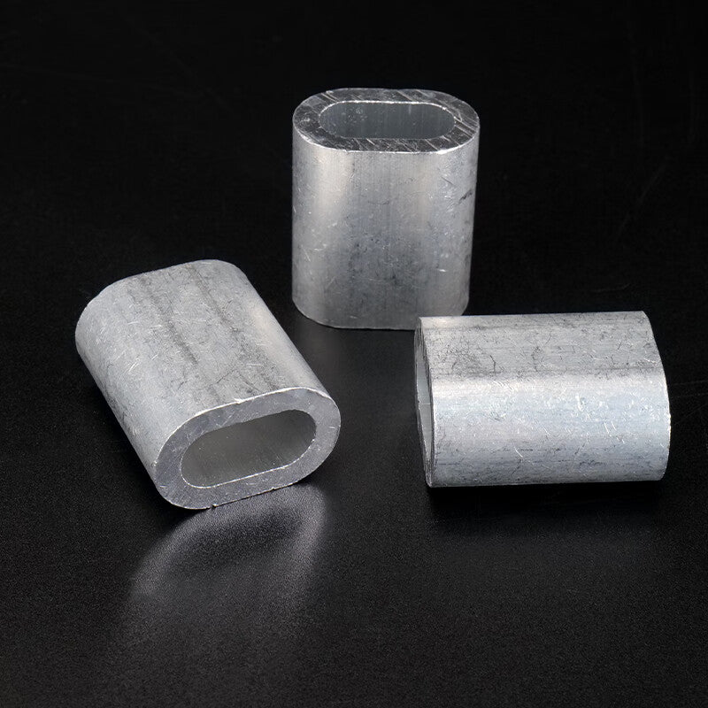 Bingyu Steel Wire Rope Aluminum Sleeve, Steel Wire Rope Clip, Aluminum Buckle, Oval Steel Wire Rope Clamp, Single Hole Aluminum Sleeve, 1mm (500 pieces) BH-592