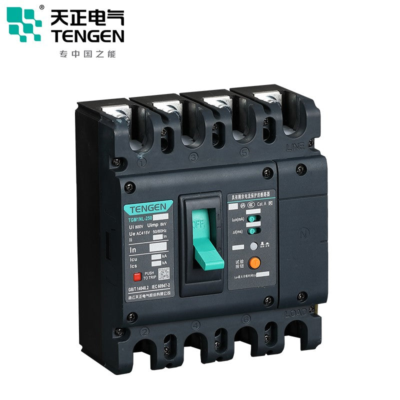 Tianzheng 250A Molded Case Circuit Breaker with Residual Current Protection