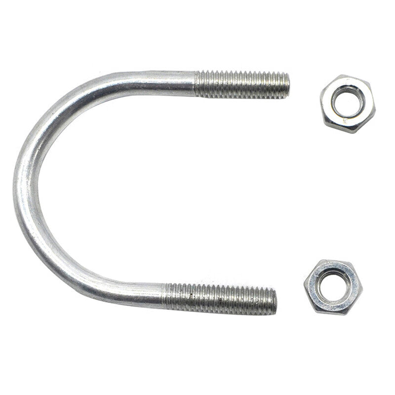 GUYU Galvanized U-shaped Pipe Clamps with Nuts - Customizable U-shaped Galvanized Pipe Clamps - Thread Diameter M8 [DN80] - 5 Sets Available - In Stock