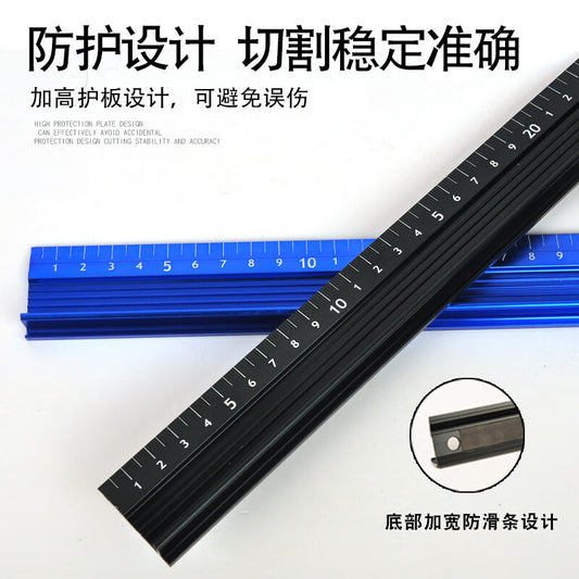Mitz Aluminum Alloy Ruler, Advertising Cutting and Protective Ruler, Thickened Drawing and Art Ruler, Guide Ruler LJ-FHC-01 0-200mm Black