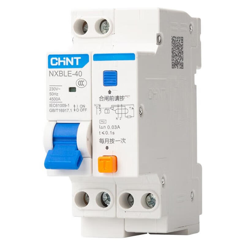Chint residual current operated circuit breaker; NXBLE-40 1P+N D20 0.03A 4.5kA