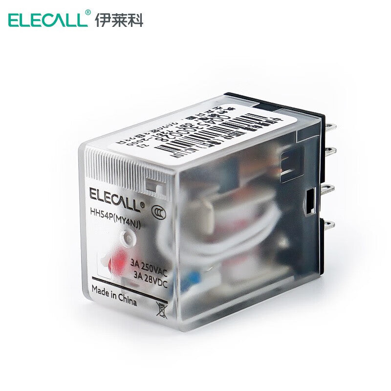 ELECALL HH54P small intermediate relay AC four open four closed with light without base electromagnetic relay set 14 feet MY4NJ AC110V