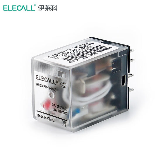 ELECALL HH54P small intermediate relay AC four open four closed with light without base electromagnetic relay set 14 feet MY4NJ AC110V