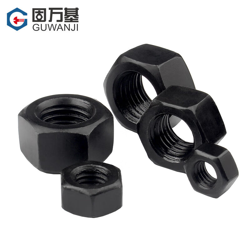 Guwanji GB/T 6170 Hex Nuts, Grade 12.9, High Strength Hex Nuts, Black Bolt Cap Nuts M10 [100 pieces], Grade 12.9