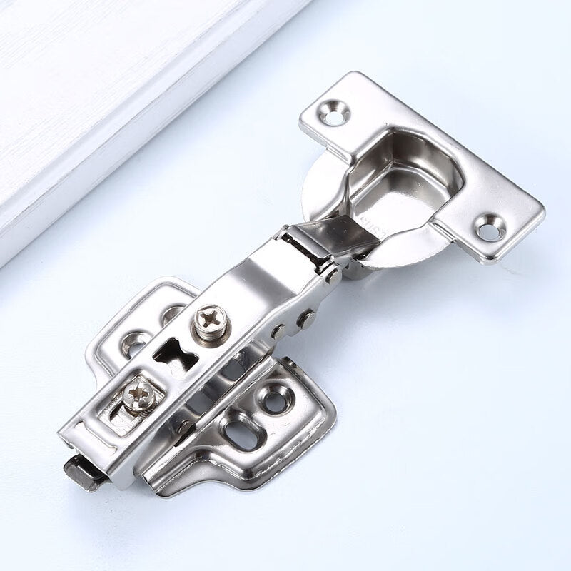 Honggong Stainless Steel Hydraulic Buffer Cabinet Door Hinges, Damping Aircraft Hinges, Full Cover Straight and Bend Type, 2-Pack
