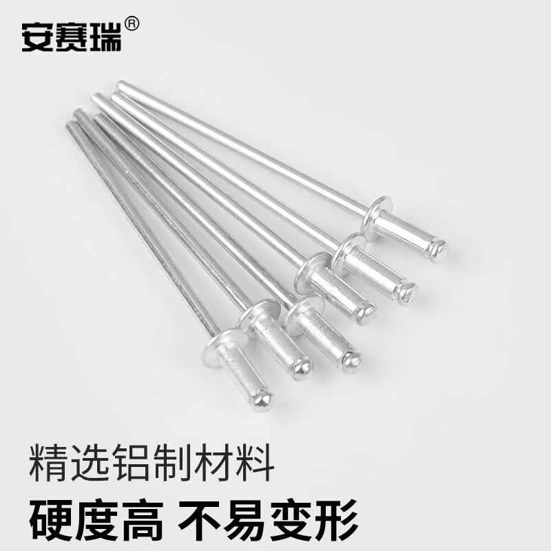Anselreat Blind Rivets, Aluminum Rivets, Round Head Blind Rivets, Open-Type Rivets, M2.4×10, 100 Pieces, 5K00059