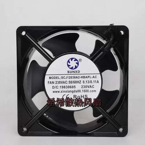 1 pcs SUNXD Fan SCJ12038A2-HSAPL-AC 230V 12038 12CM 2 wire Aluminum frame fan [1]