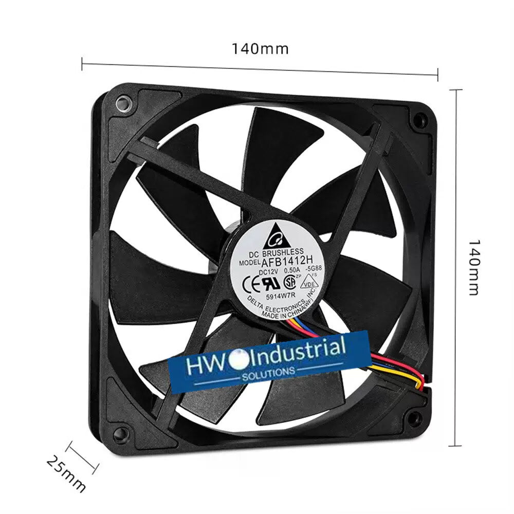 1/piece Delta AFB1412H 4-wire 14CM 12V 0.50A Chassis PWM Speed Regulation Fan [6]