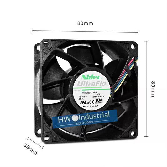 1/piece Nidec V80E12BS2A5-57 12V 1.95A 8038 8cm 4-wire Server Cooling Fan [1]