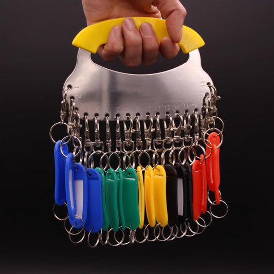 Yonghao Yinghong Thickened Stainless Steel Key Disc/Key Plate for Categorization and Management, Customizable, 18-position Disc (with Handguard) + Lobster Clip + Tag, One Set Price