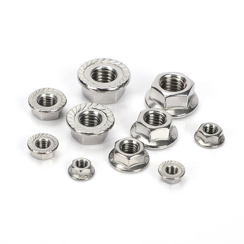 Deqi 304 Stainless Steel Hex Flange Nuts DIN6923, Anti-slip Toothed Nuts M3 (100 pieces)