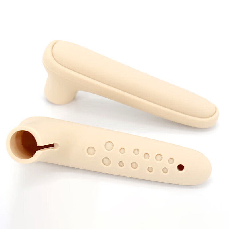 Bingyu Anti-collision Door Handle Protective Cover, Silicone Door Handle Child Safety Wall Anti-collision Cover, L-shaped Beige (2 pieces), BH-615