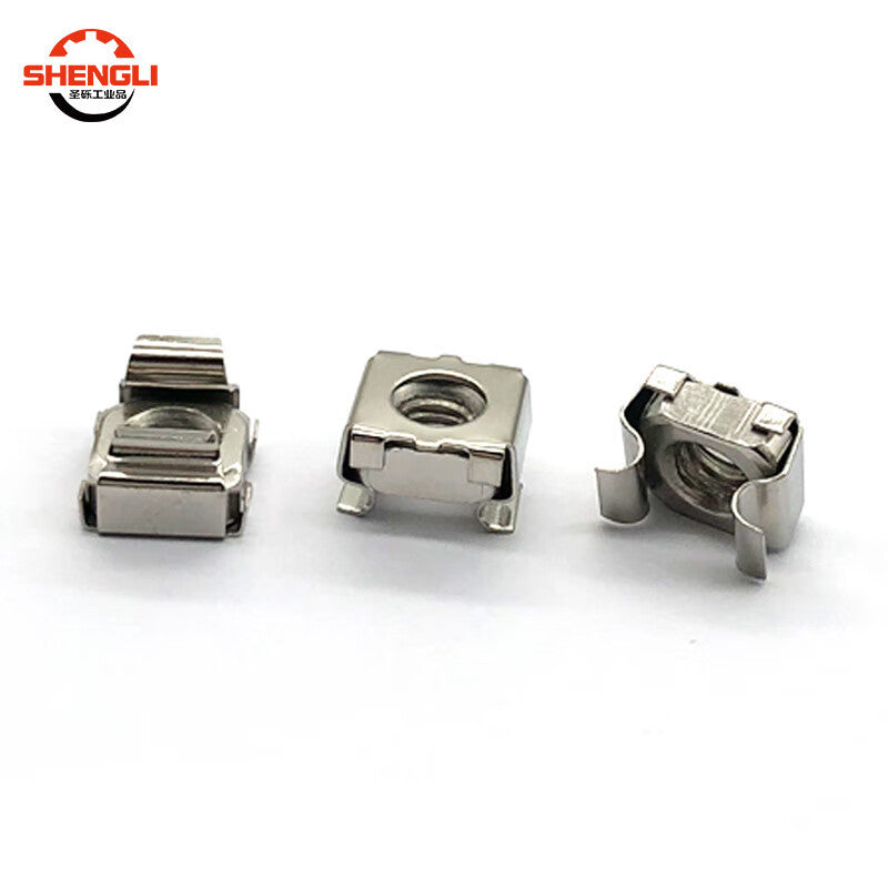 Saint-Rich Nickel-Plated Galvanized Clip-On Network Cabinet Cage-Type Floating Sheet Metal Square Nut, White Zinc Plated M6 [100 Pieces]