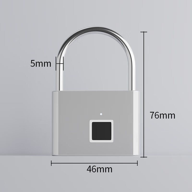 Du'ao fingerprint smart padlock, home indoor anti-theft smart padlock, electronic padlock head, drawer lock, cabinet, matte silver.