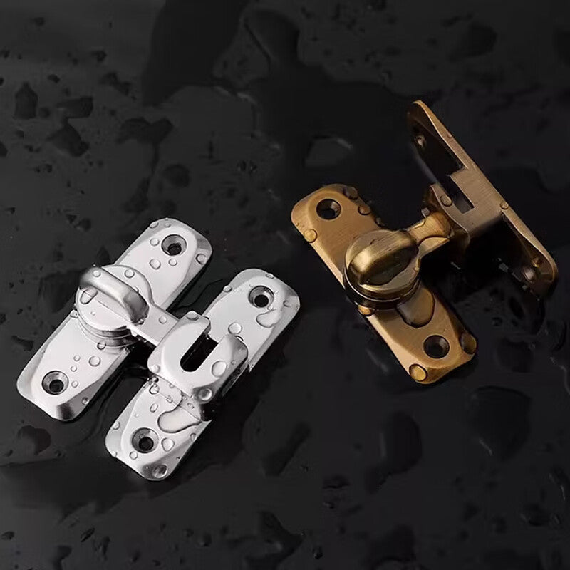 Deqi security door latch, sliding door and window lock bolt, no-drill swing door latch, gunmetal gray - 90°/180° universal.
