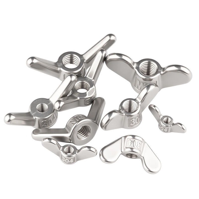 Yongli Shang 304 Stainless Steel Hand-Tightening Nuts, Large Ear-Shaped Shear Nuts, Butterfly Nuts, M8 (5 pieces)