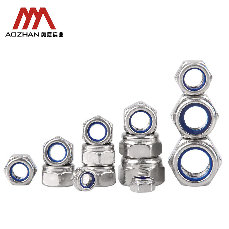 AOZHAN 304 Stainless Steel A2-70 Hex Nylon Nuts DIN985 Full Series M20 2 pieces/pack