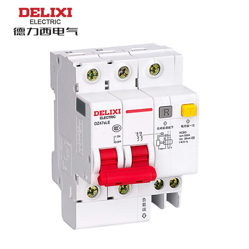 Delixi DZ47sLE 2P D 63A 6KA 30mA ELE (electronic) AC 230VAC DZ47SLEN2D63 miniature leakage protection circuit breaker