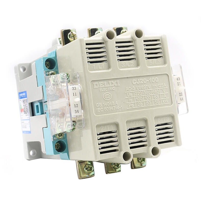 Delixi CJ20-100A 220V AC Contactor with 2 Open and 4 Closed Contacts