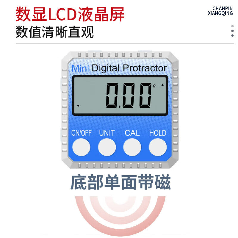 Mitz Digital Inclinometer, High-Precision Angle Ruler, 360° Automatic Screen Rotation Inclinometer, Level LJ-QJY-01, 4x90° Automatic Screen Rotation