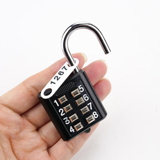 Bingyu 8-digit numeric keypad anti-theft padlock, gym locker/toolbox padlock, black, BH-698