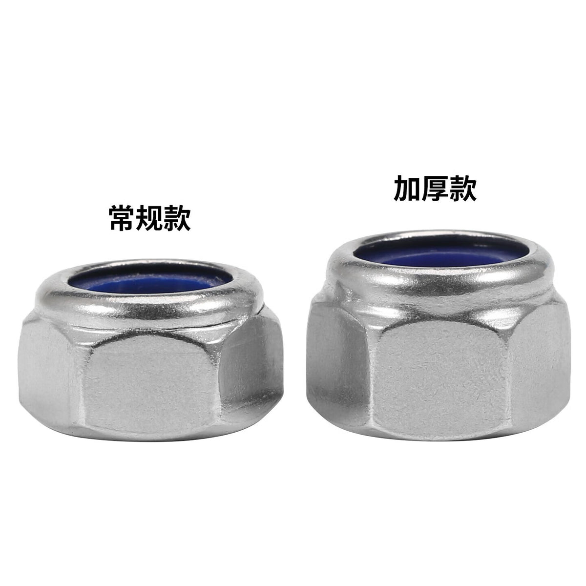 Bairuite 304 Stainless Steel Self-Locking Anti-Slip Nut, Anti-Loosening Nut, Reverse Thread Hexagon with Rubber Cap M8