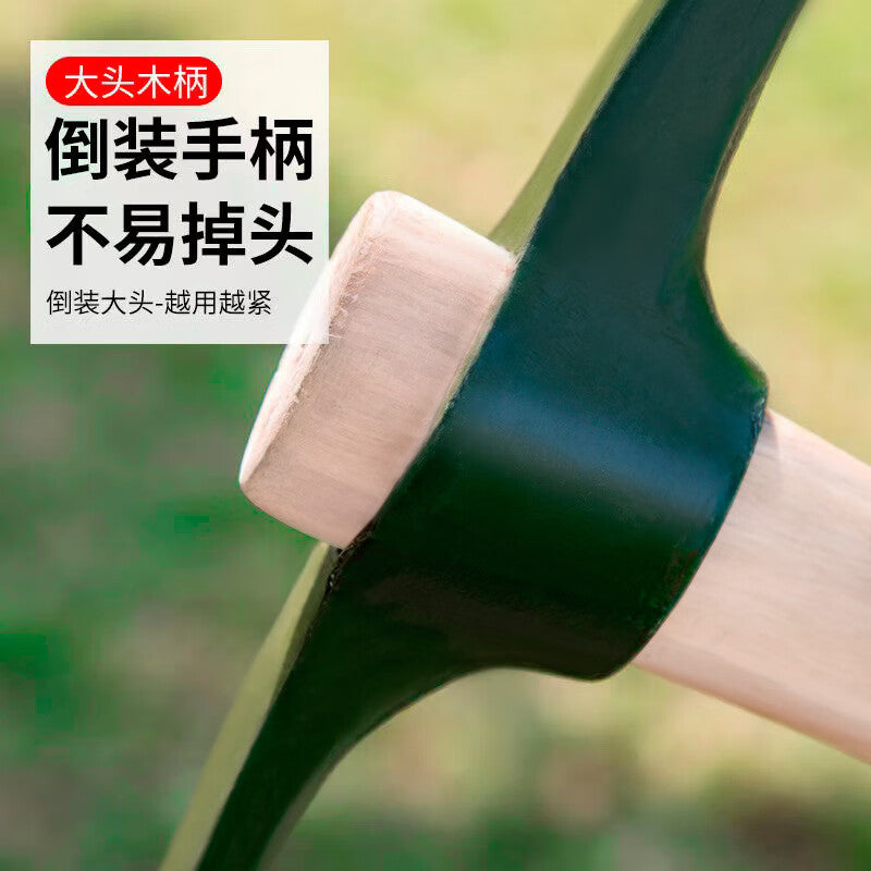 Double-headed pickaxe made of manganese steel, suitable for agricultural trenching and digging, railway use, and as a multi-functional outdoor flat-tipped steel pickaxe.