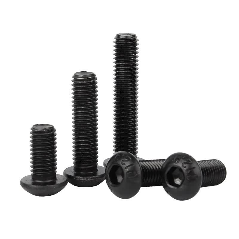 Bocai Pan Head Socket Screws, Grade 12.9 Blackened High Strength Pan Head Socket Screws, Round Head Bolts, Semi-circular Cups, M6x12 (100 pieces/pack)