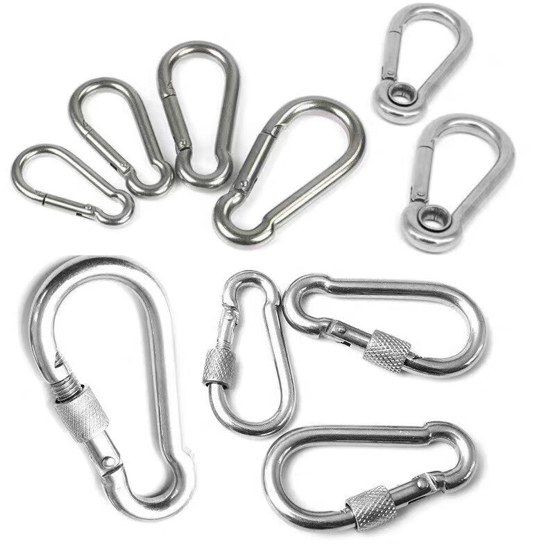 Iron Guard 304 Stainless Steel Spring Carabiner, Quick-release Lock, Connecting Buckle, Rope Buckle - One Price M11*120 [Standard Type]