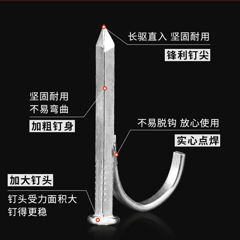 Bingyu Pipe Hooks, Cement Nails, Integrated Hook and Cement Fixing Nails, Wall Hooks and Conduit Clips, for 1-inch and 32mm Pipes (50 pieces) bx-36
