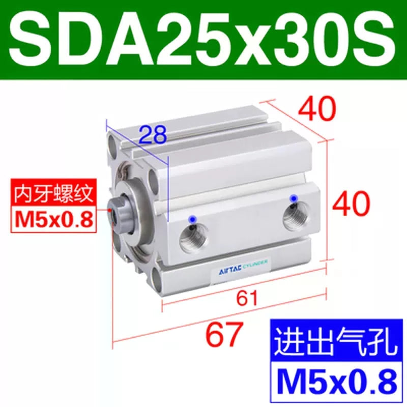 1pcs AirTAC SDA25X5S/10S/15S/20S/25S/30S/35S/40S/45S/50S Stroke 5~50mm Cylinder [7]