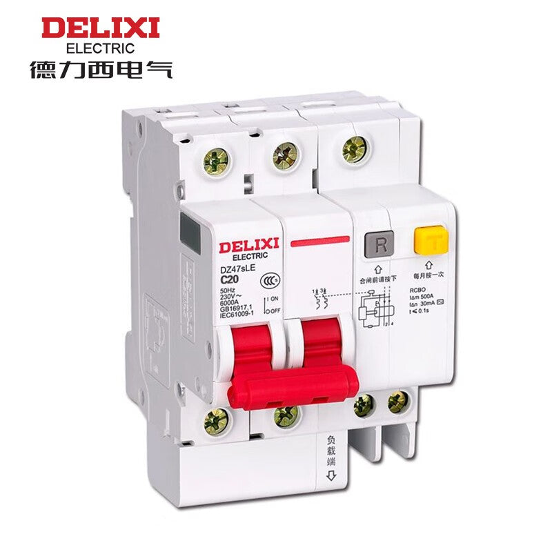 Delixi DZ47sLE 2P C 20A 6KA 30mA electronic AC 230VAC DZ47SLEN2C20 miniature leakage protection circuit breaker