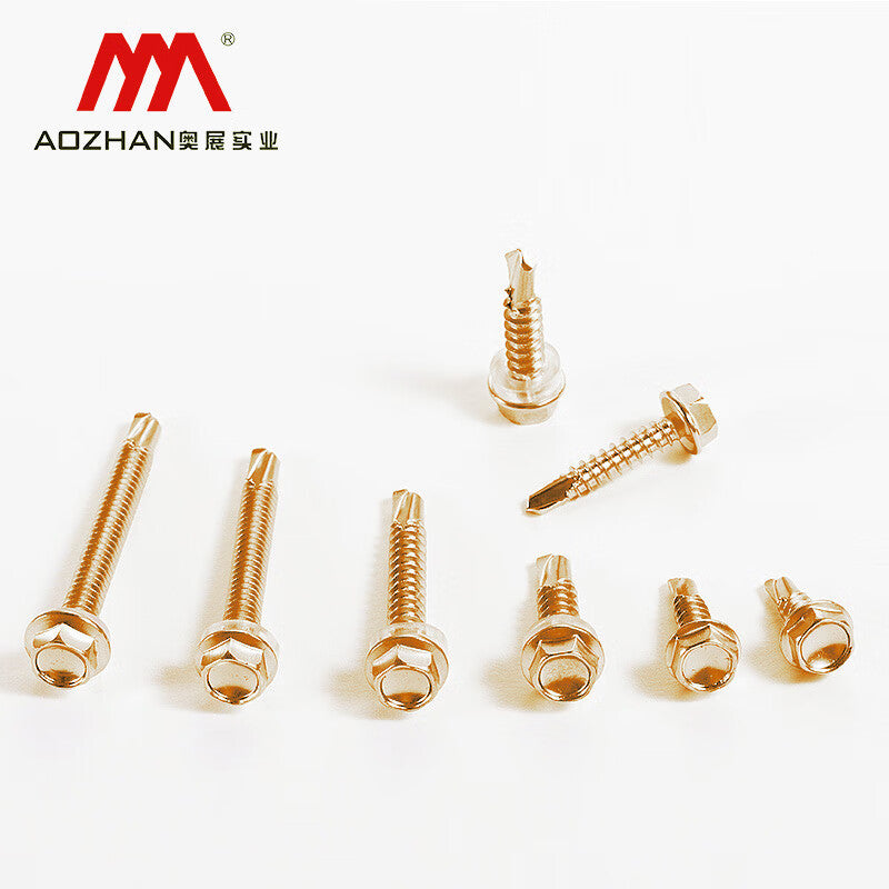 Aozhan Industrial Hexagonal Washer Self-Drilling Screws, Color Zinc Screws, Dovetail Screws, ST5.5-ST6.3 Series, ST5.5*100 [200 pieces/box]