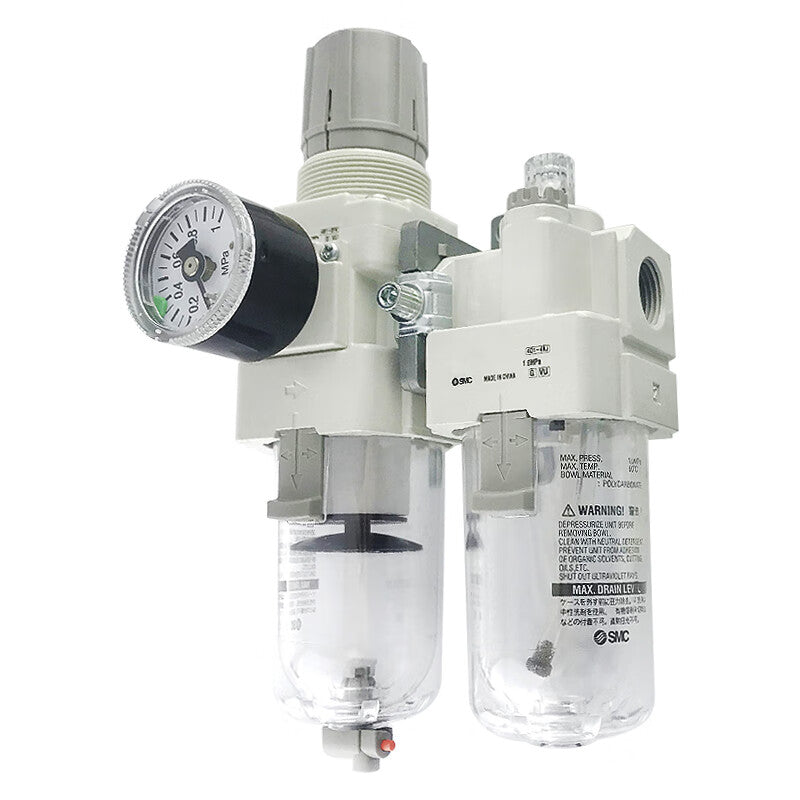 SMC air combination components, air filter + pressure reducing valve + oil mist collector; AC40-04DG-VA