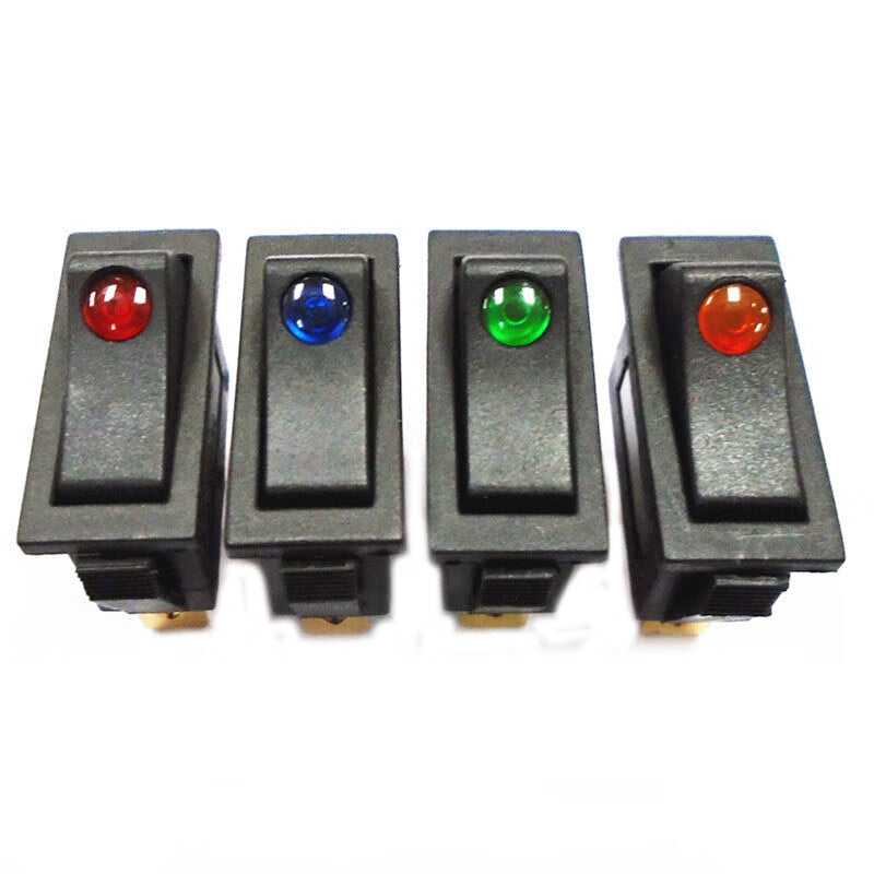 Baidate KCD3 rocker switch for electric frying pans, 16A power button with indicator light, 3-pin, two-position, black background with red light (10 pieces)