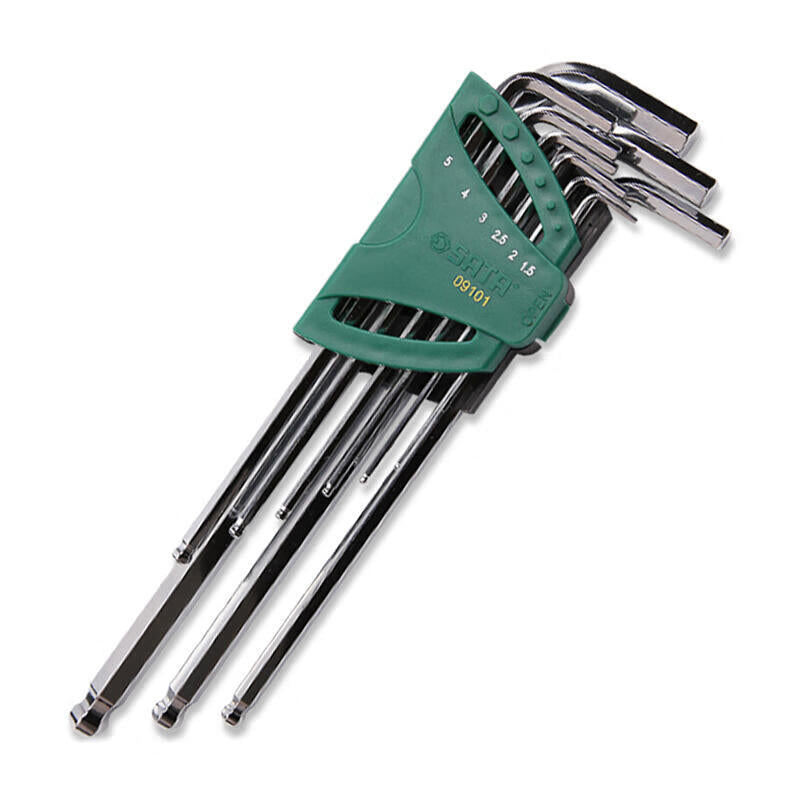 SATA 9-piece extra long ball head hexagon wrench set 1.5-10mm; 09101