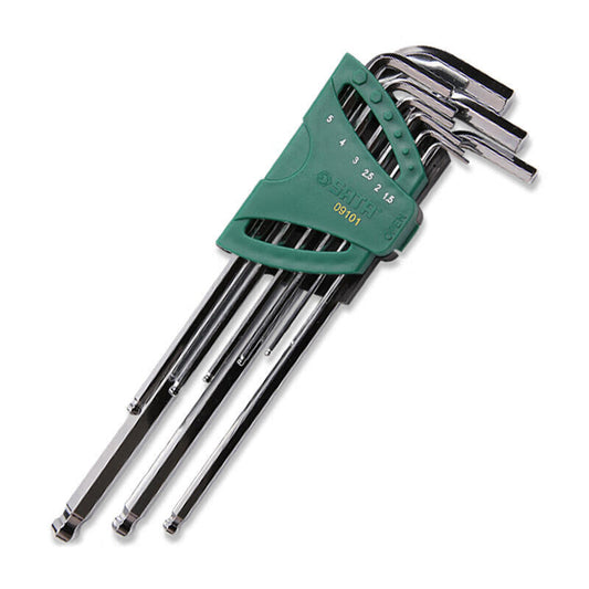 SATA 9-piece extra long ball head hexagon wrench set 1.5-10mm; 09101