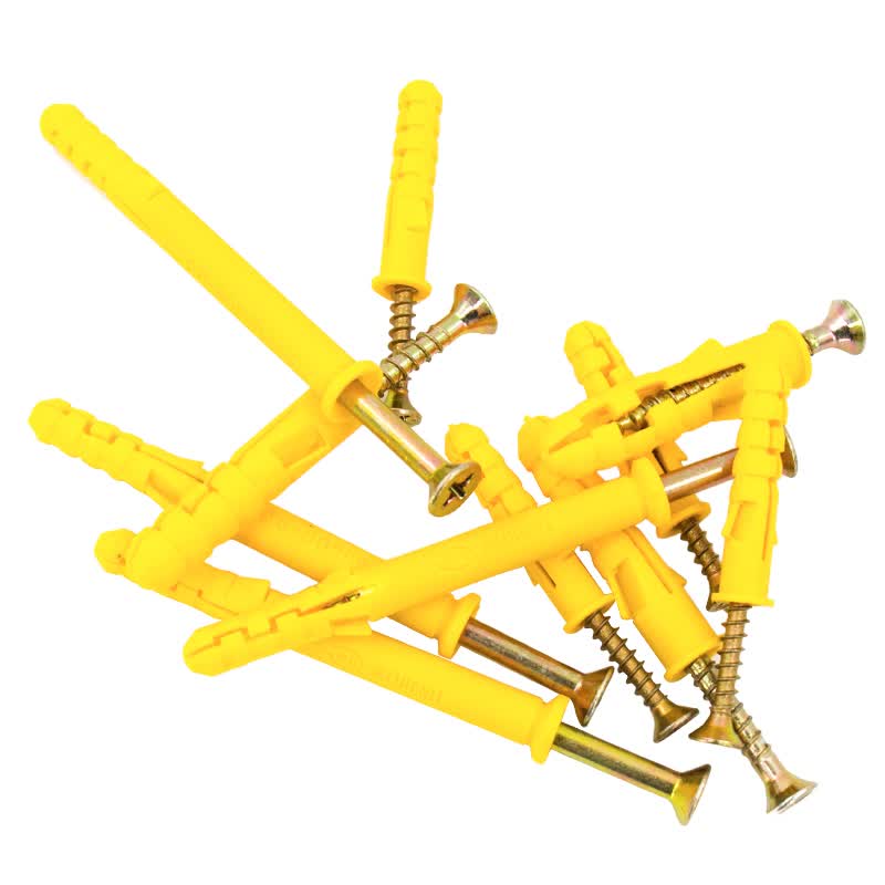 Bingyu BY-200 Small Yellow Fish Plastic Expansion Tube Bolt, Expansion Screw, Wall Plug, Self-Tapping Screw, Expansion Plug 10*100 (50 sets)