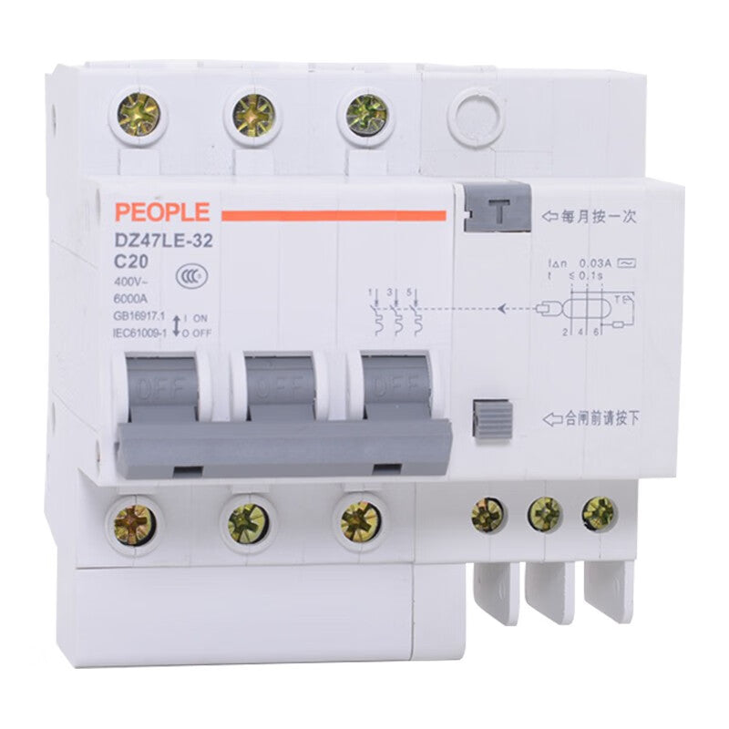 PEOPLE DZ47LE-63 3P 10A Leakage Circuit Breaker Air Switch