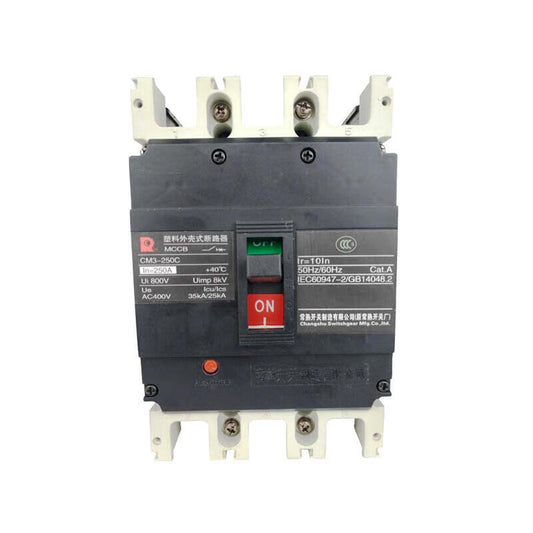 Changshu CM3-250C Circuit Breaker 3P 250A 35kA Capacity Front Wiring