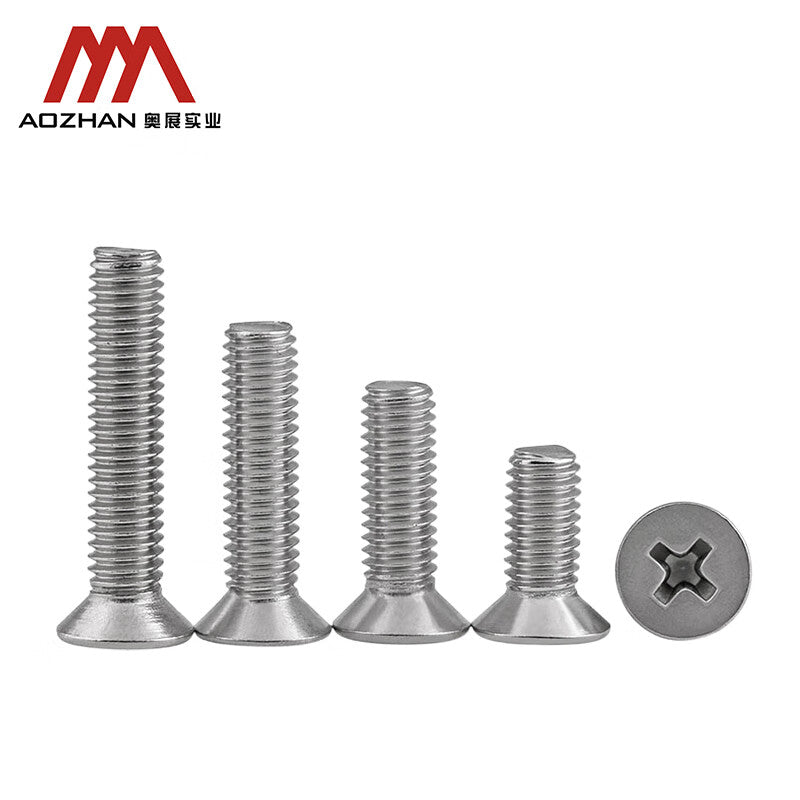 AOZHAN GB819-304 Stainless Steel Cross-Head Countersunk Machine Screws, National Standard GPH M5*75 (110 pieces/box)